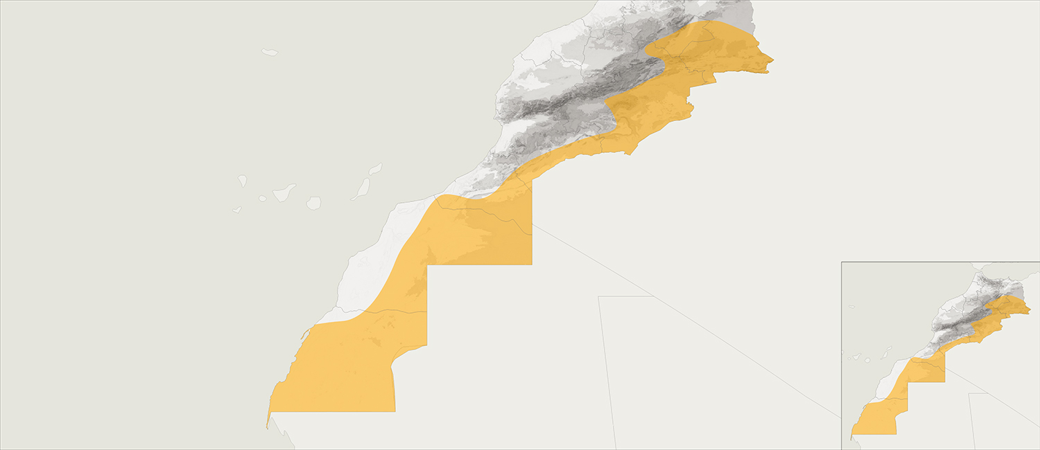 Distribution map of Varanus griseus in Morocco