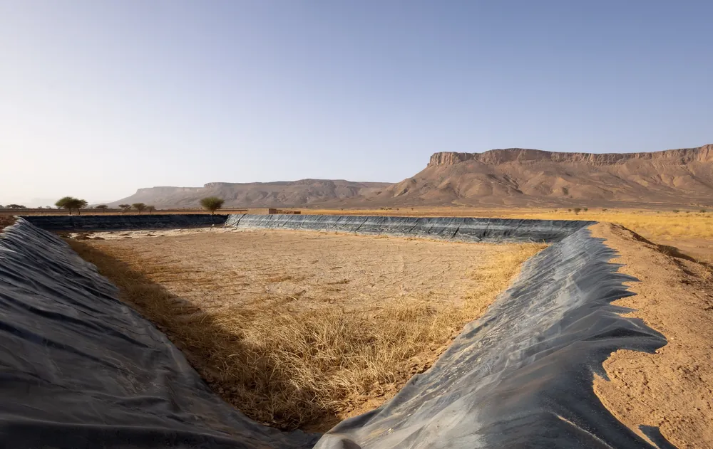 Water retention basin in a region inhabited by the species, Morocco