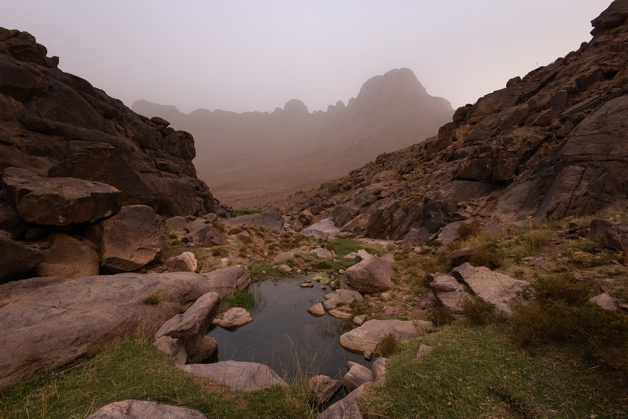 Ridges and valleys of southern Morocco at dusk
